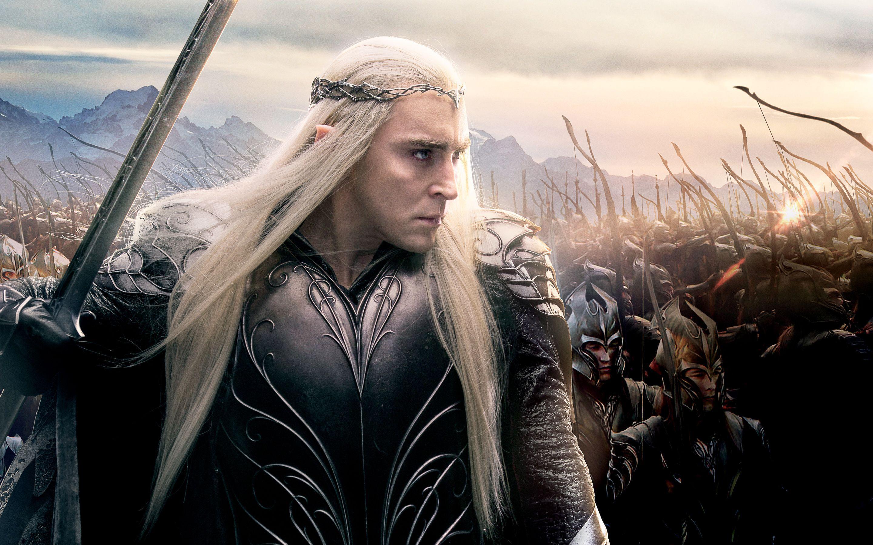 The elf king Thranduil and his elf army